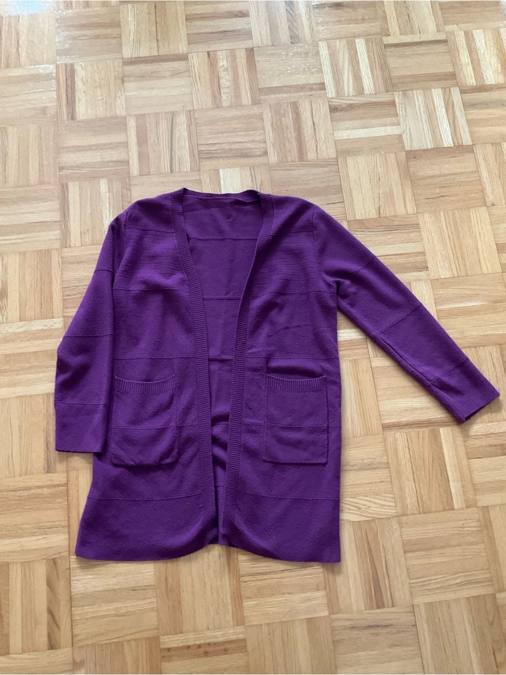 Long Purple Open-Front Women's Cardigan Sweater - OS